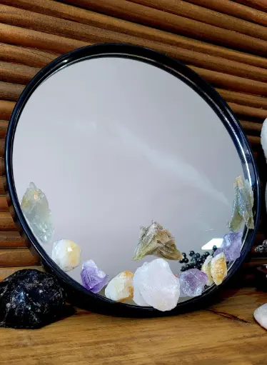 [CRISTAIS-45] Mandala em Espelho Redondo